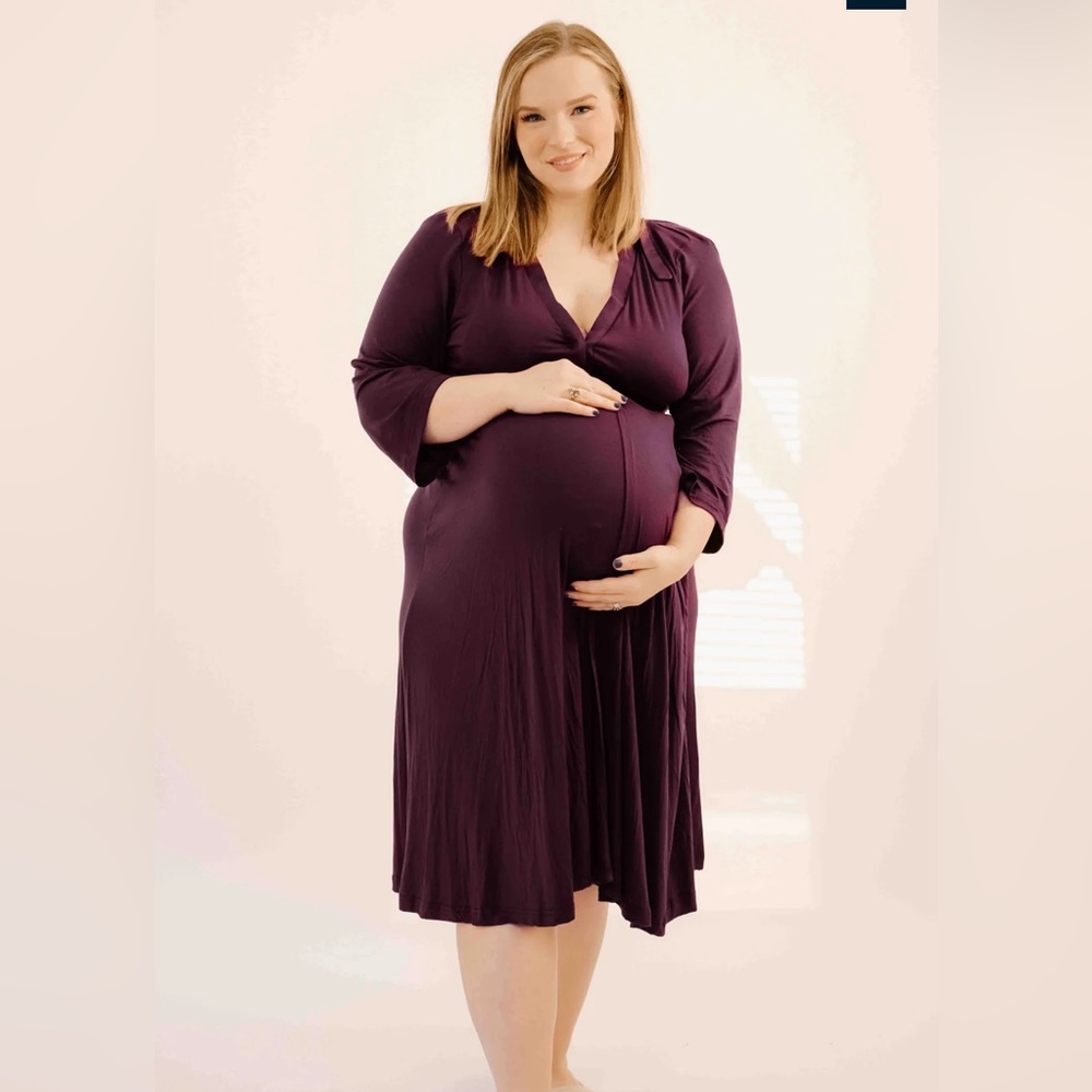 LILA LABOR & POSTPARTUM GOWN IN PLUM - Maternity Size Standard (6-14) NWT